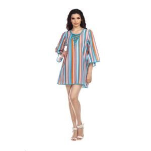La Moda Striped Lace-Up Tunic Cover-Up Womens Size L/XL
